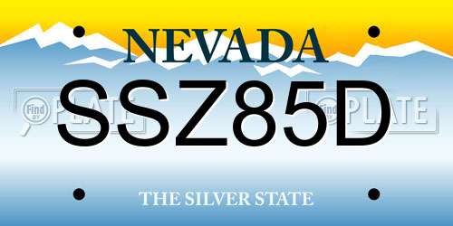 SSZ85D Nevada License Plate