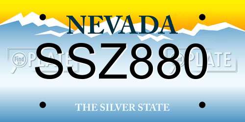 SSZ880 Nevada License Plate