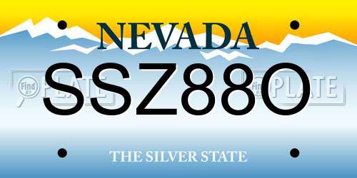 SSZ88O Nevada License Plate