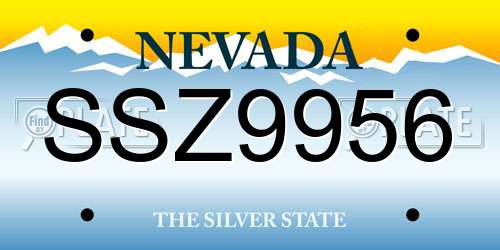 SSZ9956 Nevada License Plate