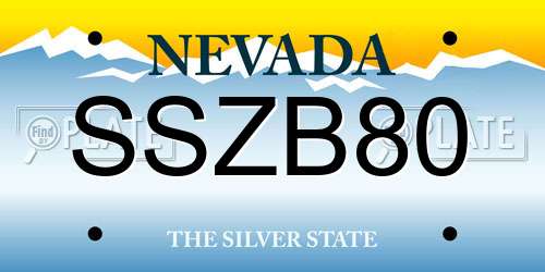 SSZB80 Nevada License Plate