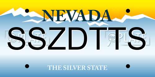 SSZDTTS Nevada License Plate