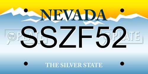 SSZF52 Nevada License Plate