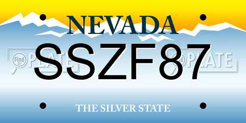 SSZF87 Nevada License Plate