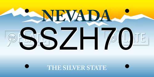 SSZH70 Nevada License Plate
