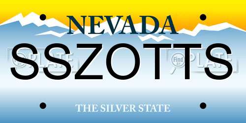 SSZOTTS Nevada License Plate
