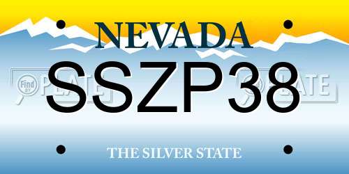 SSZP38 Nevada License Plate