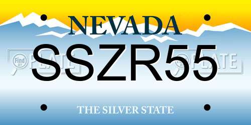 SSZR55 Nevada License Plate