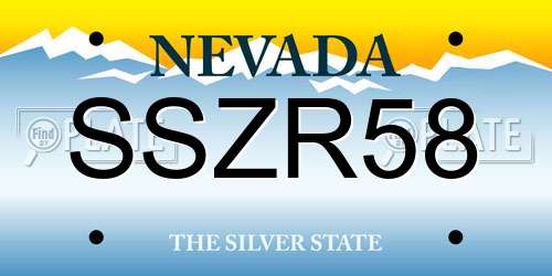 SSZR58 Nevada License Plate