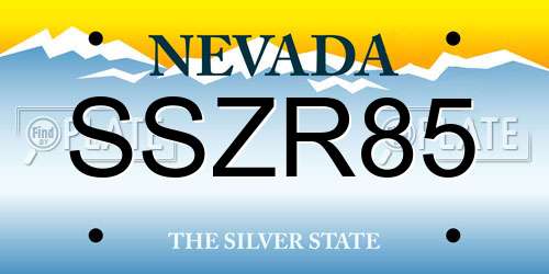 SSZR85 Nevada License Plate