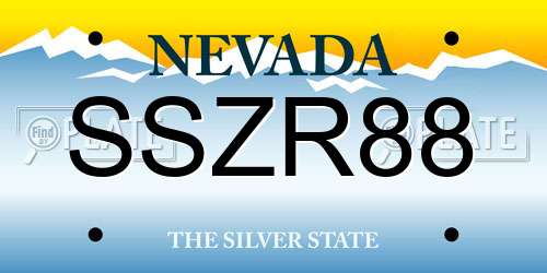 SSZR88 Nevada License Plate