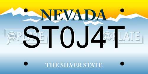 ST0J4T Nevada License Plate