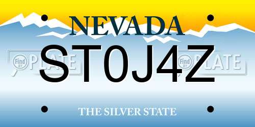 ST0J4Z Nevada License Plate