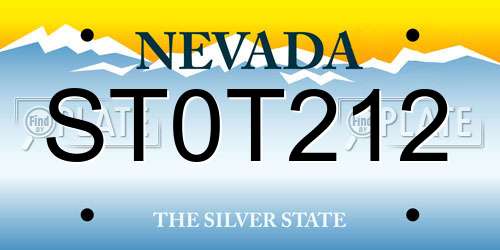 ST0T212 Nevada License Plate