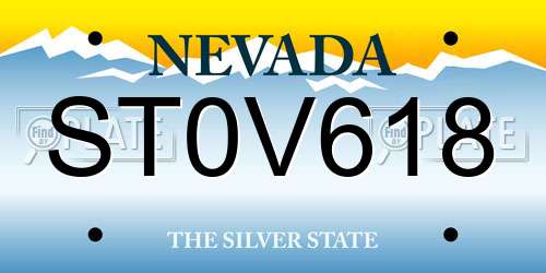 ST0V618 Nevada License Plate