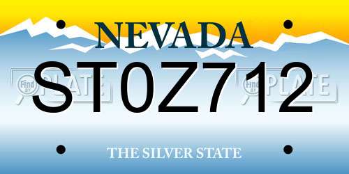 ST0Z712 Nevada License Plate