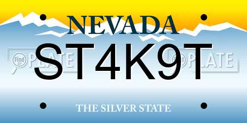 ST4K9T Nevada License Plate