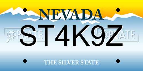ST4K9Z Nevada License Plate