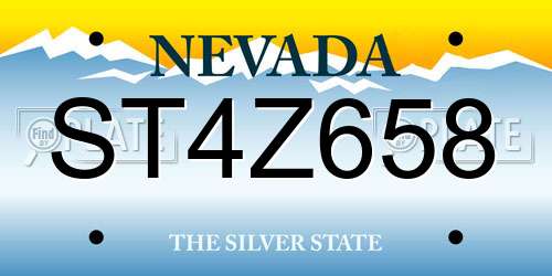 ST4Z658 Nevada License Plate