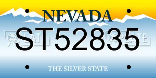 ST52835 Nevada License Plate