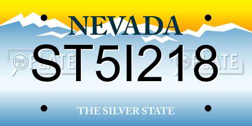 ST5I218 Nevada License Plate
