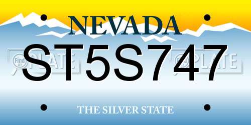 ST5S747 Nevada License Plate