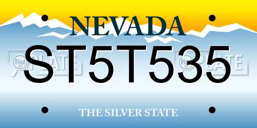 ST5T535 Nevada License Plate