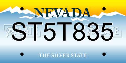 ST5T835 Nevada License Plate