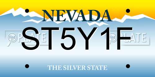 ST5Y1F Nevada License Plate
