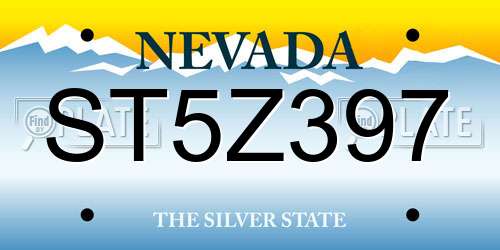 ST5Z397 Nevada License Plate