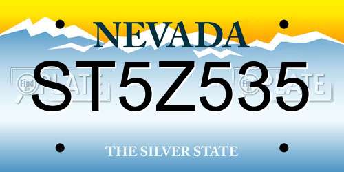 ST5Z535 Nevada License Plate