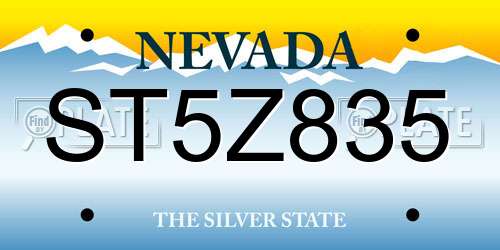 ST5Z835 Nevada License Plate