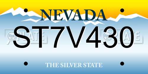ST7V430 Nevada License Plate