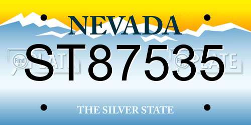 ST87535 Nevada License Plate