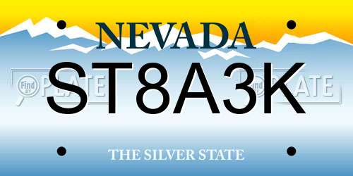 ST8A3K Nevada License Plate
