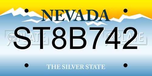 ST8B742 Nevada License Plate