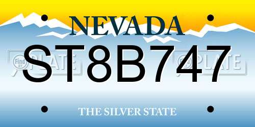 ST8B747 Nevada License Plate