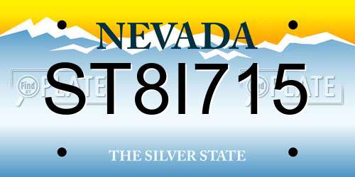 ST8I715 Nevada License Plate