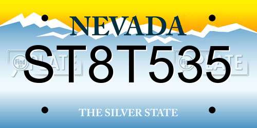 ST8T535 Nevada License Plate