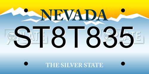 ST8T835 Nevada License Plate