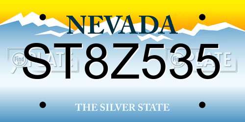 ST8Z535 Nevada License Plate