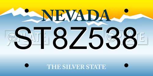 ST8Z538 Nevada License Plate