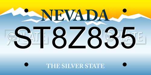ST8Z835 Nevada License Plate