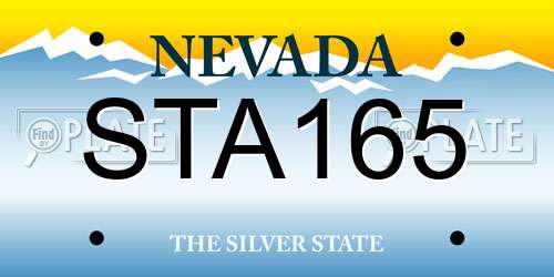 STA165 Nevada License Plate