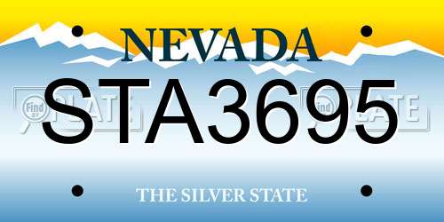 STA3695 Nevada License Plate