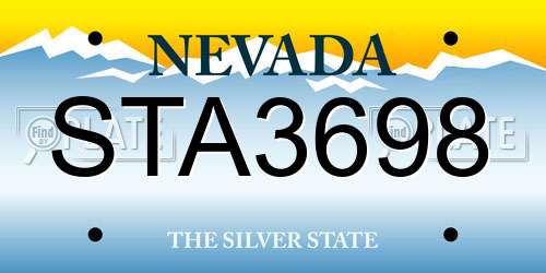 STA3698 Nevada License Plate