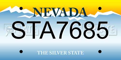 STA7685 Nevada License Plate