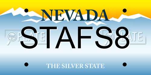 STAFS8 Nevada License Plate
