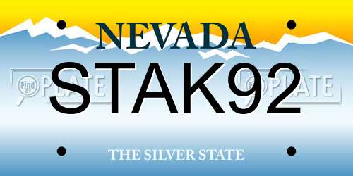 STAK92 Nevada License Plate