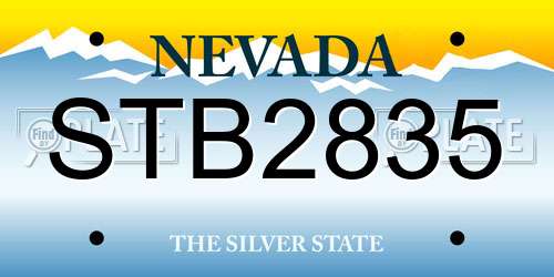 STB2835 Nevada License Plate